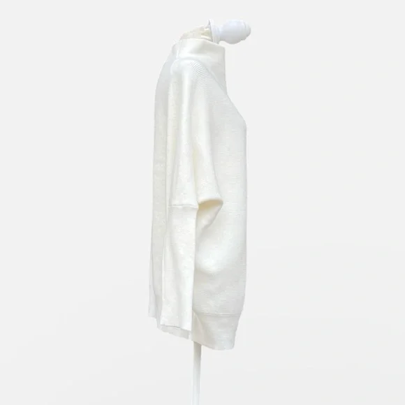 NWT Zenana Dolman Sleeve Mock Neck Ribbed Sweater in Off White Size M - Picture 6 of 10